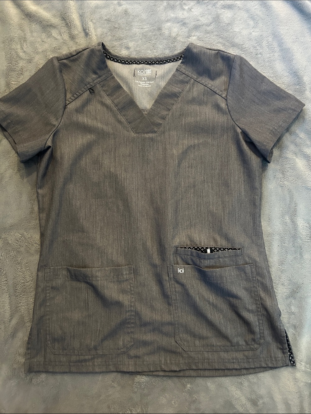 koi Charcoal Gray V-Neck Scrub Top